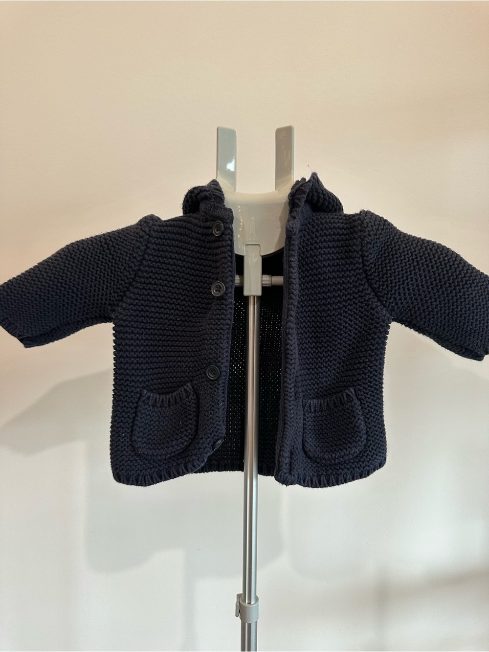 GAP Baby Knit Hooded Cardigan in Dark Navy